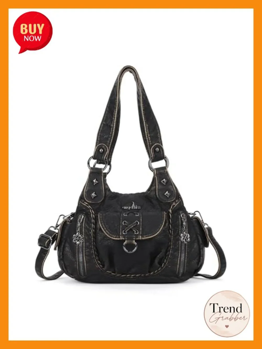 Small Hobo Shoulder Bag Crossbody Tote Vegan Leather Multi-Pocket Y2K
